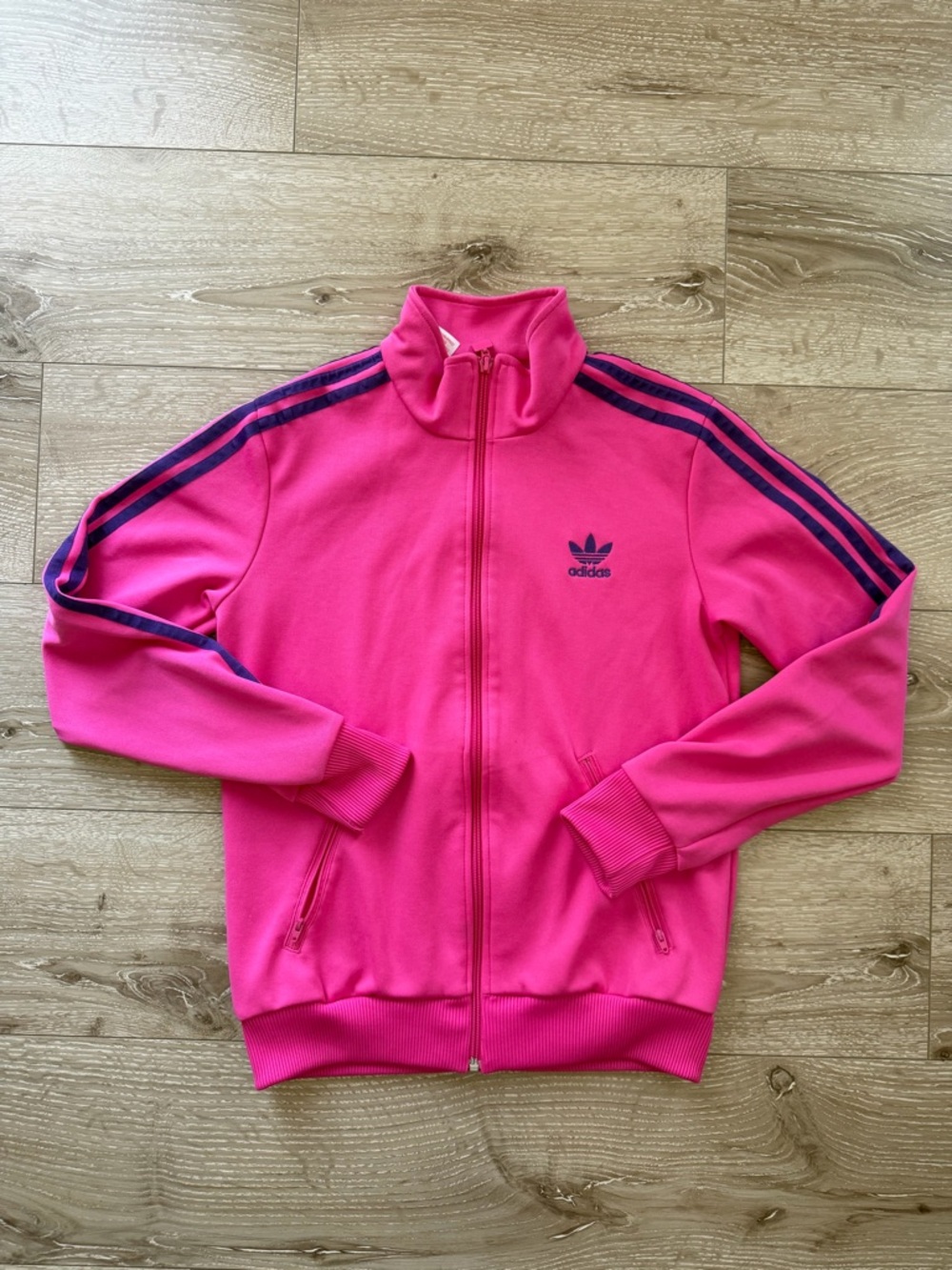 adidas Pink Track Jacket with Purple Stripes